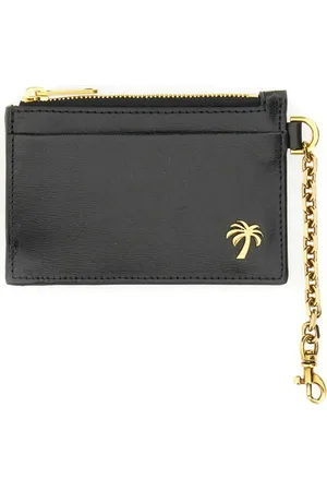 Palm Angels Accessoires, Dames, Zwart, ONE Size, Leer, Palm Beach Kaarthouder