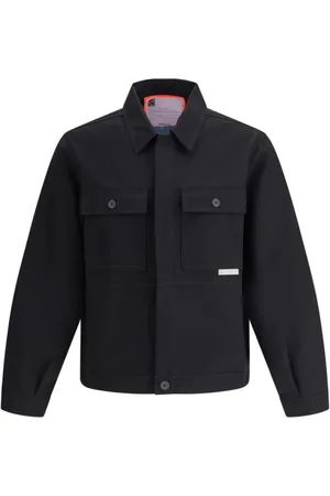 GR10K Jassen, Heren, Zwart, L, Denim, Denim jack met klassieke kraag