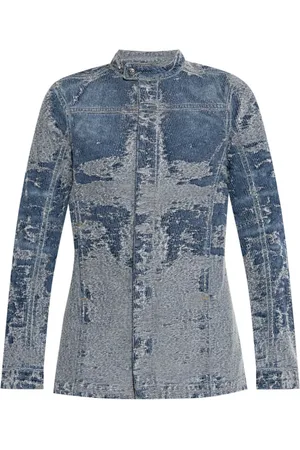 Diesel Jassen, Dames, Blauw, S, Denim, Lichtblauwe Denim Jack met Opstaande Kraag
