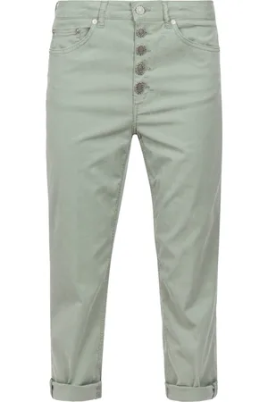 Dondup Broeken, Dames, Groen, W29, Katoen, Wijde Pasvorm Drill Broek Koons Model