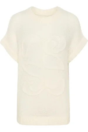 My Essential Wardrobe Truien, Dames, , XL, Snow White Gebreid Vest Lingomw Emb.
