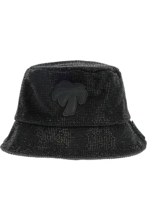 Palm Angels Accessoires, Dames, Zwart, ONE Size, Katoen, Strass Bucket Hat