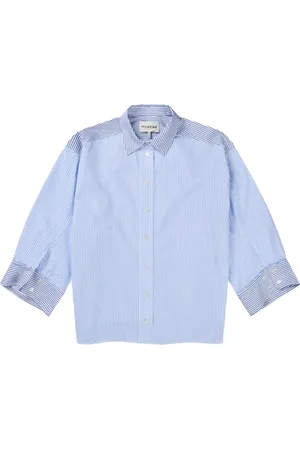 Munthe Blouses & Shirts, Dames, Blauw, XL, Katoen, Gestreept Oversized Overhemd