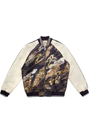 Evisu Jassen, Heren, Veelkleurig, M, Brocade Souvenir Kamon Applique Blauw/Goud Jack