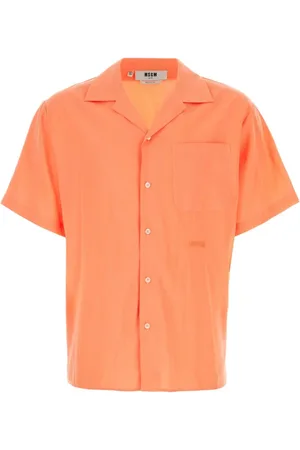 Msgm Overhemden, Heren, Oranje, L, Polyester, Perzik Viscosemix Shirt