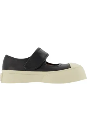 Marni Schoenen, Dames, Zwart, 37 EU, Leer, Leather flats