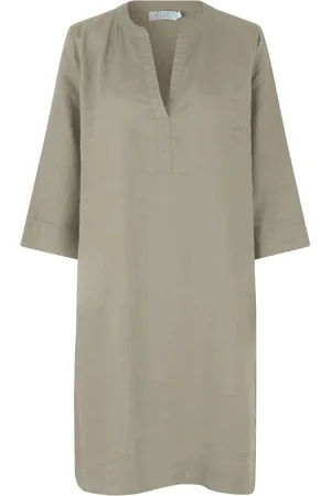 Masai Kleedjes, Dames, , M, Linnen, Natuurlijke Linnen Jurk Nokolo Stijl