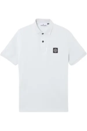 Stone Island Tops, Heren, Blauw, S, Katoen, Polo T-shirt met korte mouwen