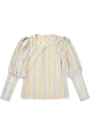 Munthe Blouses & Shirts, Dames, Blauw, S, Bloemenkanten Top Lichtblauw