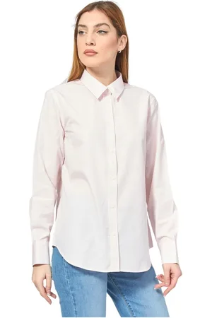 Guess Blouses & Shirts, Dames, Roze, S, Katoen, Roze overhemd met lange mouwen en all-over micropatroon