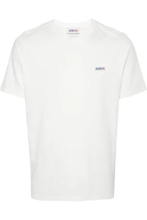 Autry Tops, Heren, Wit, L, Katoen, Katoenen Jersey T-shirt met Ronde Hals