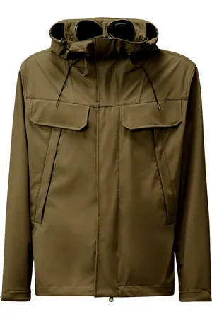 C.P. Company Jassen, Heren, Bruin, M, Groene Goggle Jas met Verborgen Bril
