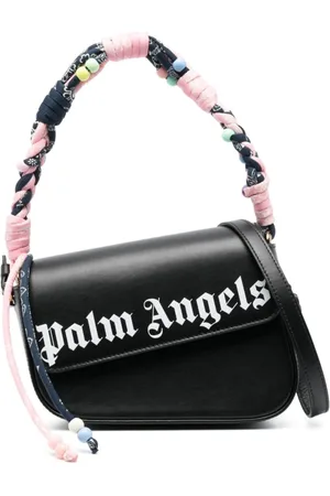 Palm Angels Tassen, Dames, Zwart, ONE Size, Leer, Crash Schoudertas