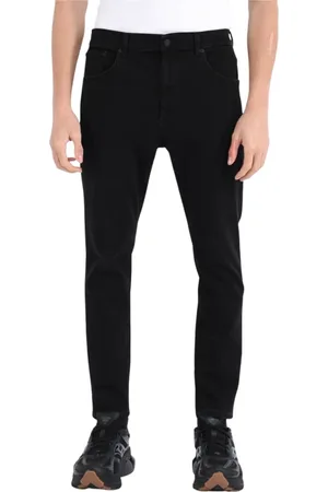 Dondup Jeans, Heren, Zwart, W34, Katoen, Super Skinny Gebruikte Jeans met Metalen Logo