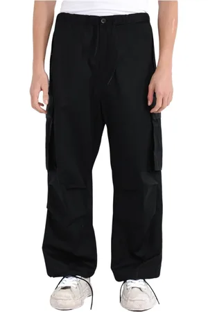 Nine In The Morning Broeken, Heren, Zwart, L, Katoen, Cargo katoenen broek met trekkoord taille