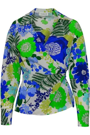 P.A.R.O.S.H. Blouses & Shirts, Dames, Blauw, L, Cross-Patterned Blouse