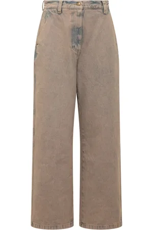 Palm Angels Jeans, Dames, Roze, W25, Katoen, Logo-Embroidered Overdye-Wash Jeans