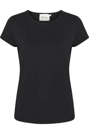 My Essential Wardrobe Tops, Dames, Zwart, XL, Modal T-shirt Top Zwart Loose Fit
