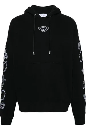 OFF-WHITE Sweatshirts & Hoodies, Heren, Zwart, M, Katoen, Bandana Arrow Popover Hoody