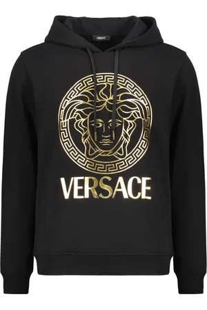 VERSACE Sweatshirts & Hoodies, Heren, Zwart, L, Katoen, Katoenen hoodie met voorlogo