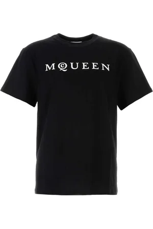 Alexander McQueen Tops, Heren, Zwart, XL, Katoen, Zwart Katoenen T-Shirt