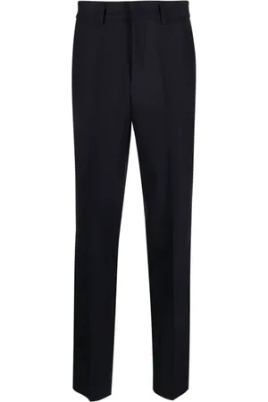 P.A.R.O.S.H. Broeken, Dames, Blauw, M, Wol, Blauwe wollen broek met getailleerde snit