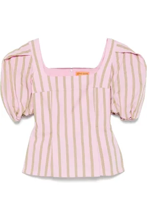STINE GOYA Blouses & Shirts, Dames, Roze, M, Roze Roze Smocked Panel Sweater