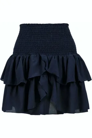 Neo Noir Rokken, Dames, Blauw, 2Xs, Polyester, Marineblauwe Minirok met Ruches