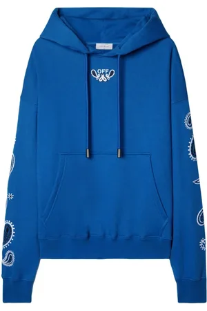 OFF-WHITE Sweatshirts & Hoodies, Heren, Blauw, M, Katoen, Bandana Katoenen Hoodie