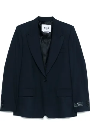 Msgm Jassen, Dames, Blauw, M, Wol, Blauwe Jas van Wolmix