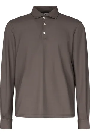 FEDELI Tops, Heren, Bruin, M, Katoen, Bruine T-shirts en Polos met Kraag