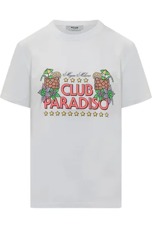 Msgm Tops, Dames, Wit, S, Katoen, T-shirt met grafische print en ronde hals