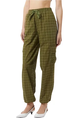 Silvian Heach Broeken, Dames, Groen, 2Xs, Katoen, Cargo broek in sangallo