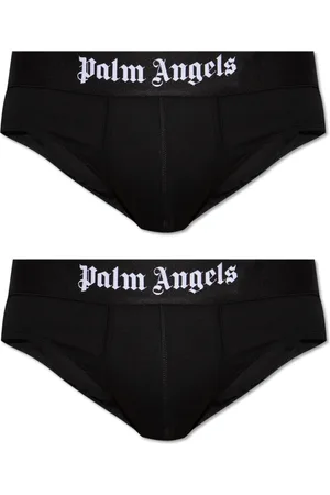Palm Angels Ondergoed, Heren, Zwart, XL, Katoen, Twee-pack briefs met logo