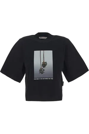 Palm Angels Tops, Dames, Zwart, S, Katoen, Stijlvol T-shirt met ribdetails