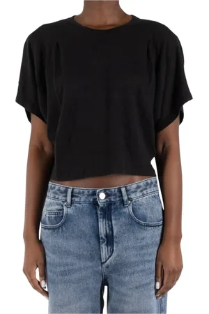 Isabel Marant Tops, Dames, Zwart, S, Linnen, Zwarte Linnen T-Shirt