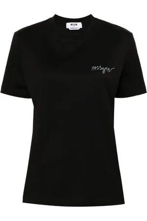 Msgm Tops, Dames, Zwart, S, Katoen, Zwart Katoenen T-shirt