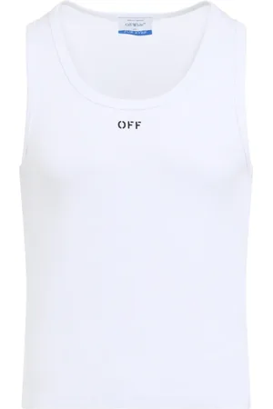 OFF-WHITE Tops, Heren, Wit, XL, Katoen, Off Stamp Rib Tank Top
