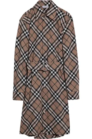 Burberry Kleedjes, Dames, Veelkleurig, 4Xs, Jurk met Lange Mouwen