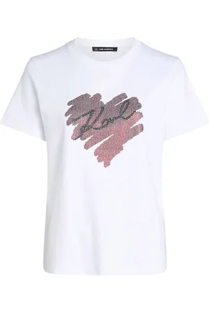 Karl Lagerfeld Tops, Dames, Wit, M, Dames T-shirt