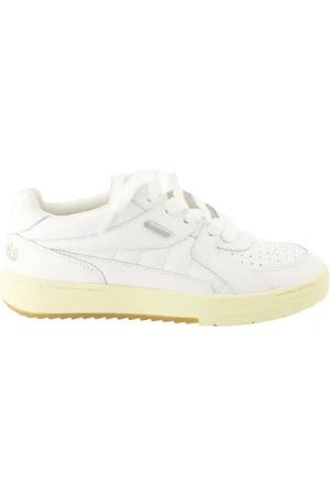 Palm Angels Schoenen, Dames, Wit, 40 EU, Leer, Leren sneakers met vetersluiting