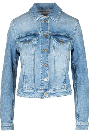 Dondup Jassen, Dames, Blauw, L, Katoen, Spijkerjasje met puntkraag