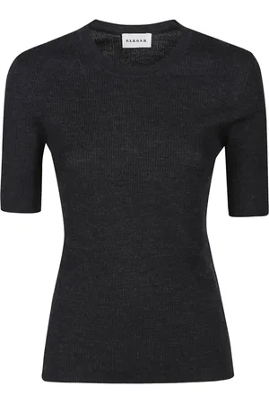 P.A.R.O.S.H. Truien, Dames, Grijs, S, Wol, Short Sleeve Sweater in Leila Style