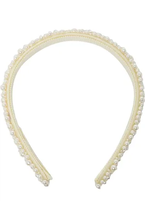 Jennifer Behr Accessoires, Dames, Wit, ONE Size, Parel Haarband met Lintafwerking