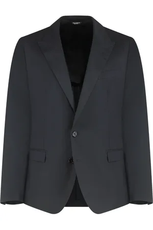 Dolce & Gabbana Jassen, Heren, Zwart, L, Katoen, Katoenen Jas met Revers Kraag