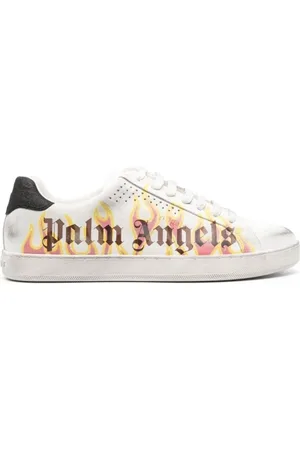 Palm Angels Schoenen, Heren, Wit, 44 EU, Leer, Flame Logo Sneakers