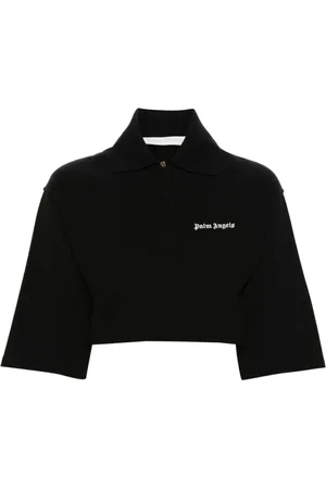 Palm Angels Tops, Dames, Zwart, XS, Katoen, Polo Shirt