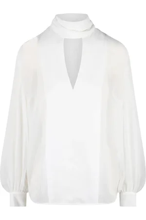 P.A.R.O.S.H. Blouses & Shirts, Dames, Wit, L, Polyester, Crepe Effect Blouse met V-hals