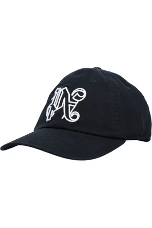 Palm Angels Accessoires, Heren, Zwart, ONE Size, Katoen, Monogram Zwarte Cap Gebogen Klep