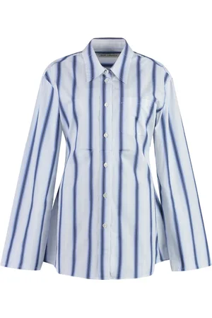 OUR LEGACY Blouses & Shirts, Dames, Blauw, M, Katoen, Gestreept Daisy Katoenen Overhemd